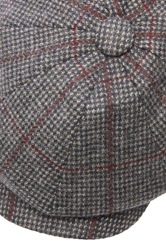 Navy/Burgundy Cashmere Hairline Check Towton Cap