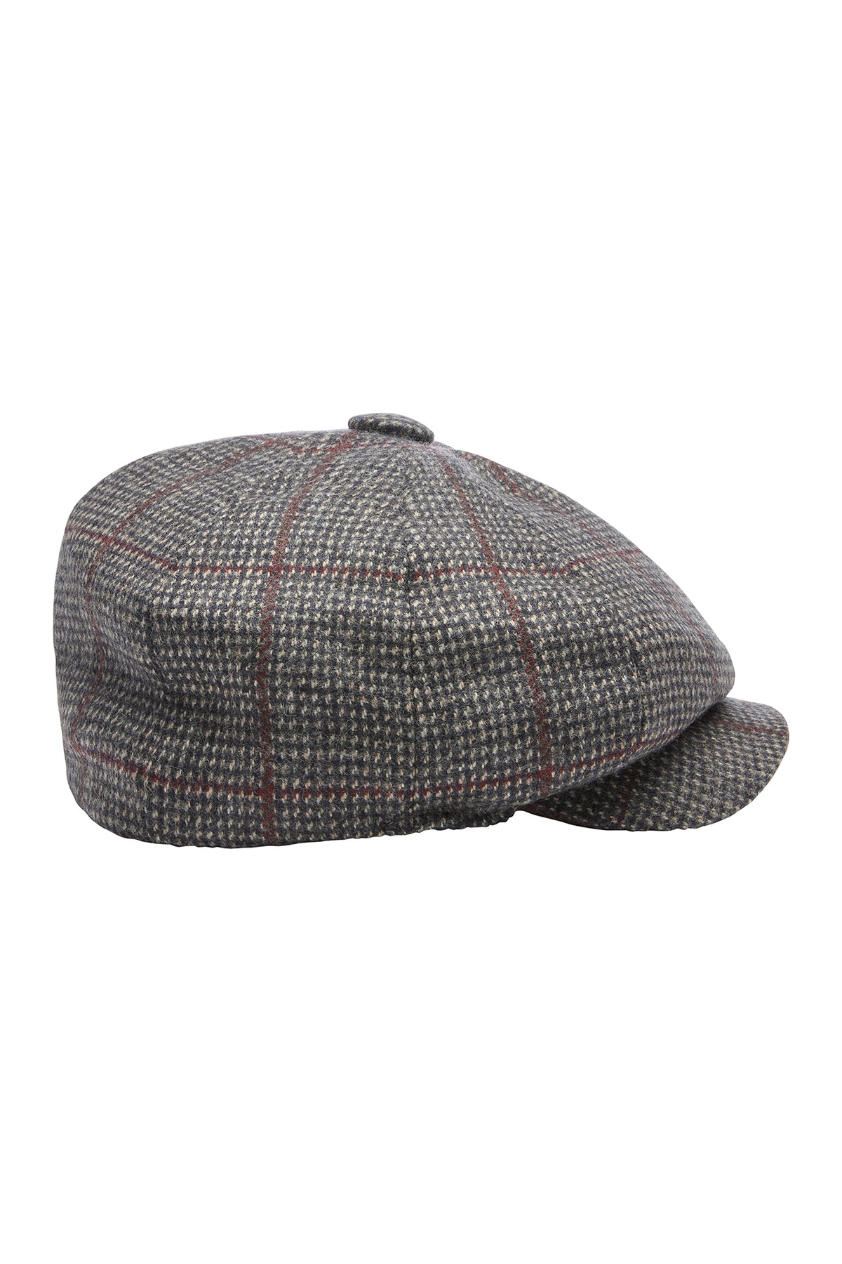 Navy/Burgundy Cashmere Hairline Check Towton Cap