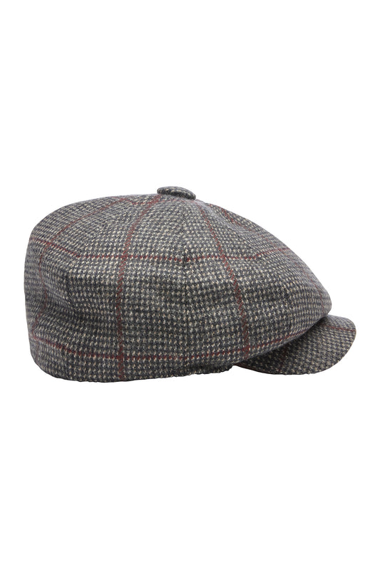 Navy/Burgundy Cashmere Hairline Check Towton Cap