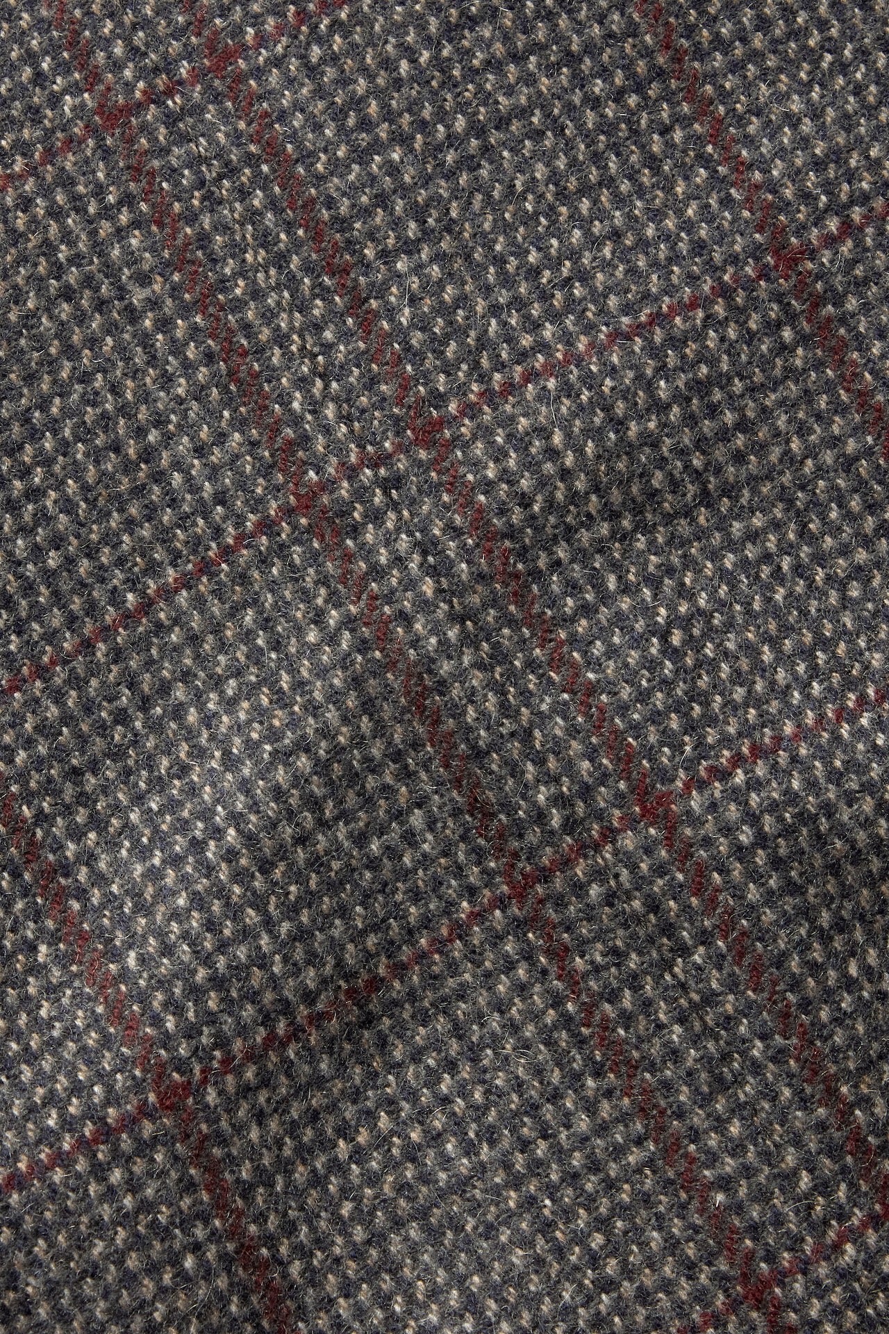 Navy/Burgundy Cashmere Hairline Check Single Breasted Jacket