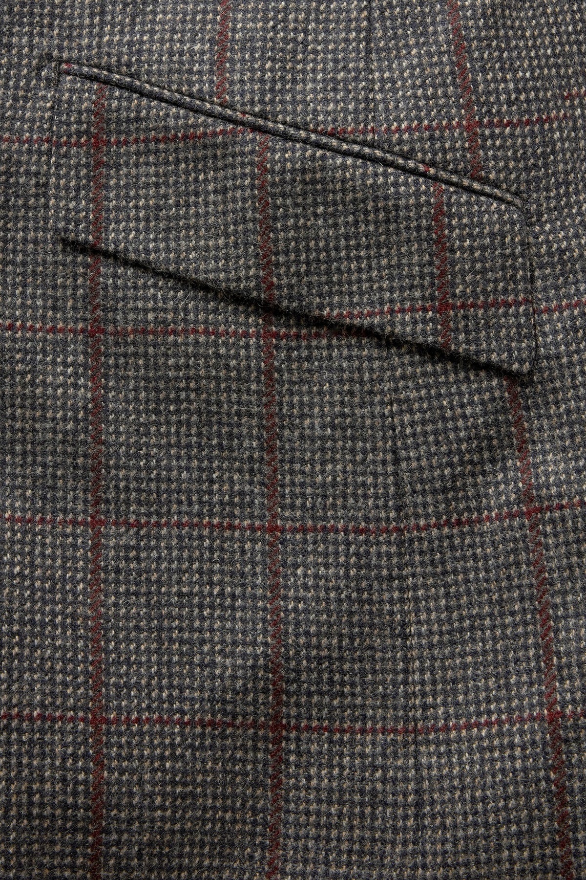 Navy/Burgundy Cashmere Hairline Check Single Breasted Jacket