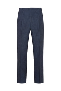 Navy Cotton/Linen Hollywood Trouser