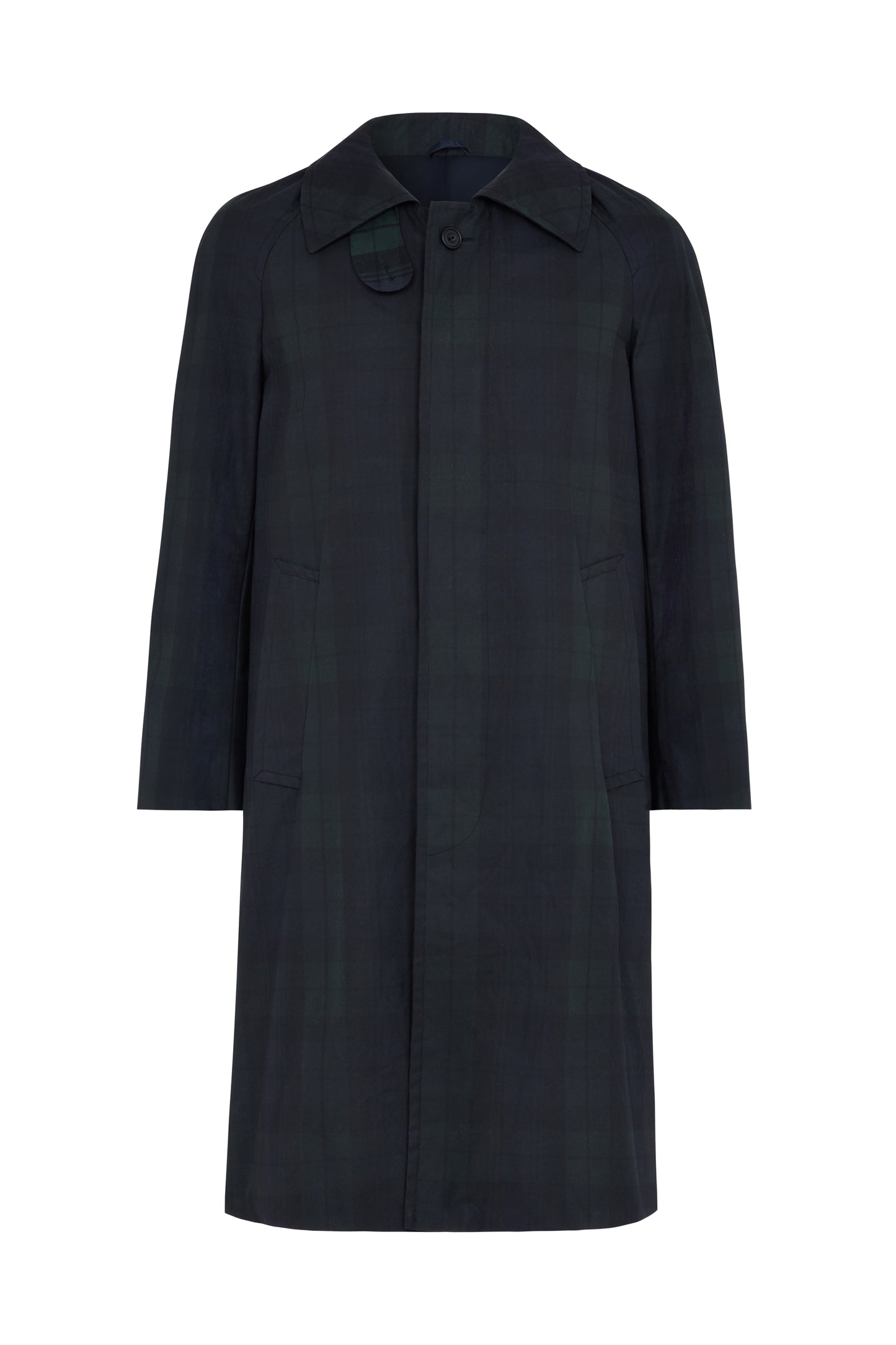 Navy/Green Waxed Cotton Raglan Sleeve Mac