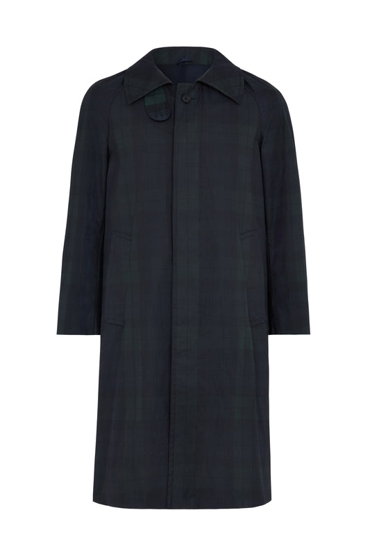 Navy/Green Waxed Cotton Raglan Sleeve Mac