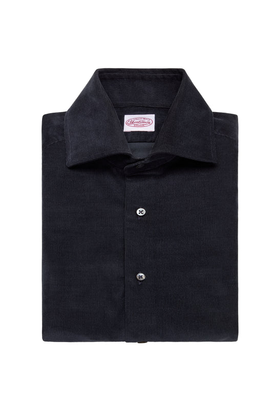 Navy Fine Corduroy Single Cuff Shirt