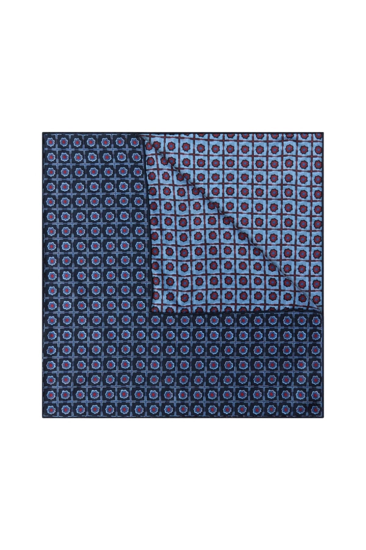 Navy Madder Double Sided Pocket Square