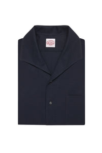 Navy Pique Riviera Collar Single Cuff Shirt