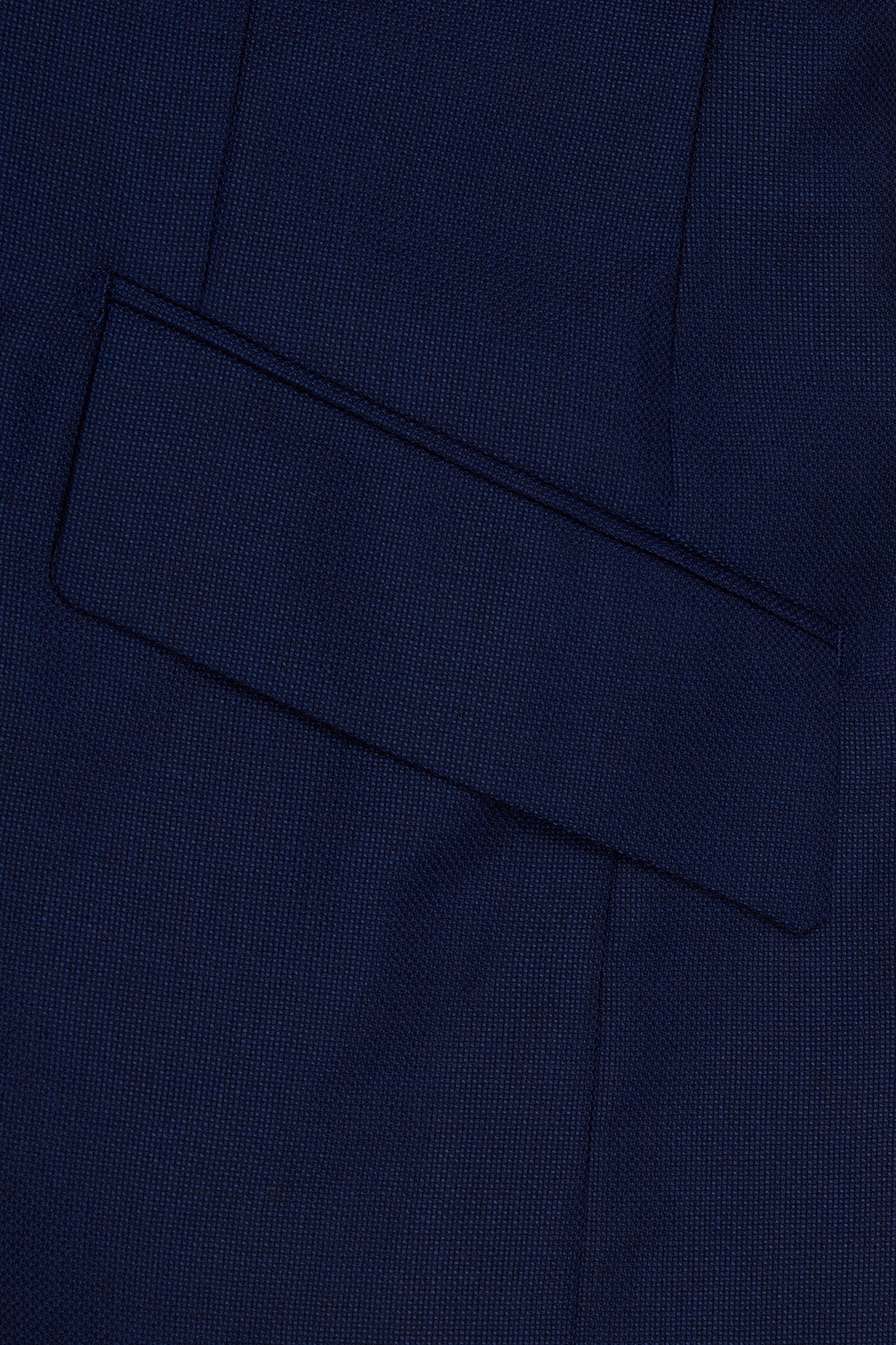 Navy Wool Hopsack Single Breasted Blazer