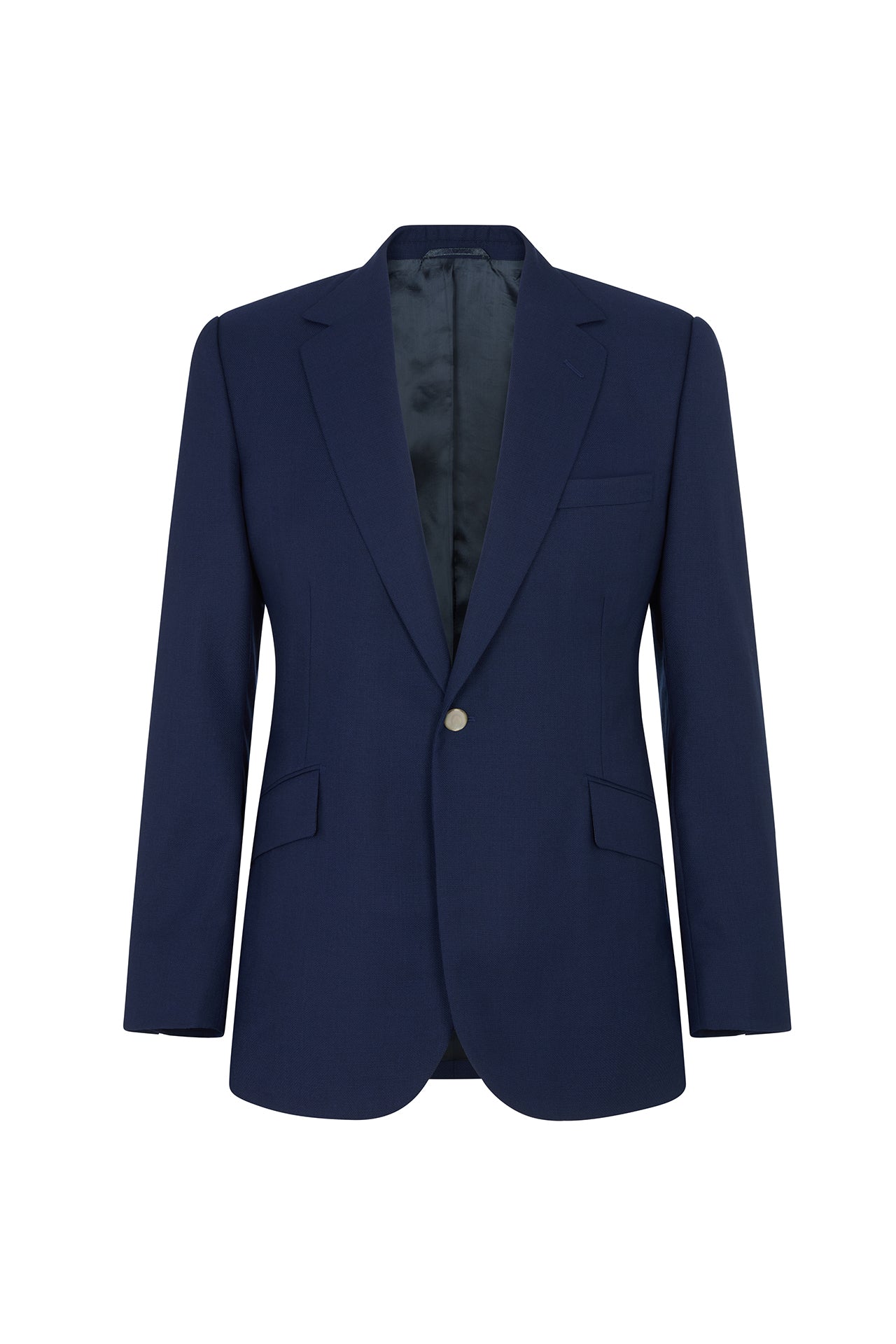 Navy Wool Hopsack Single Breasted Blazer