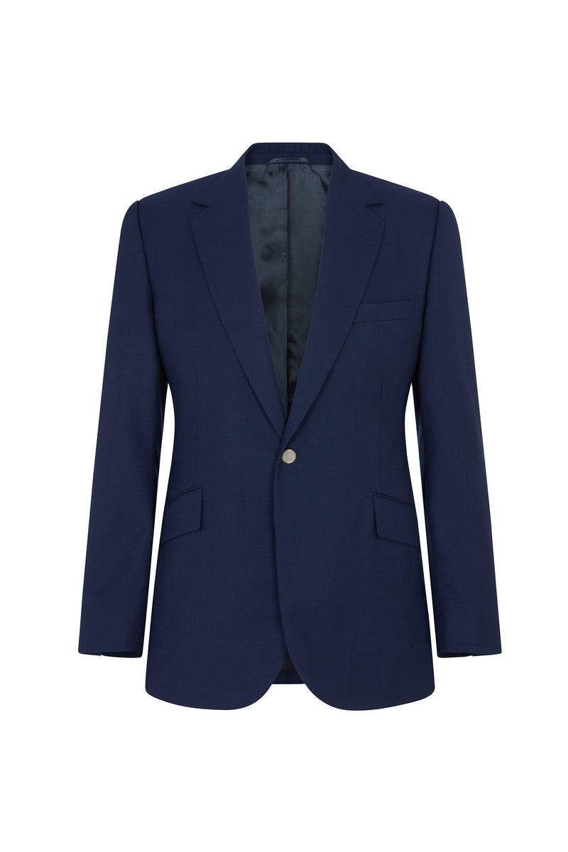 Navy Wool Hopsack Single Breasted Blazer