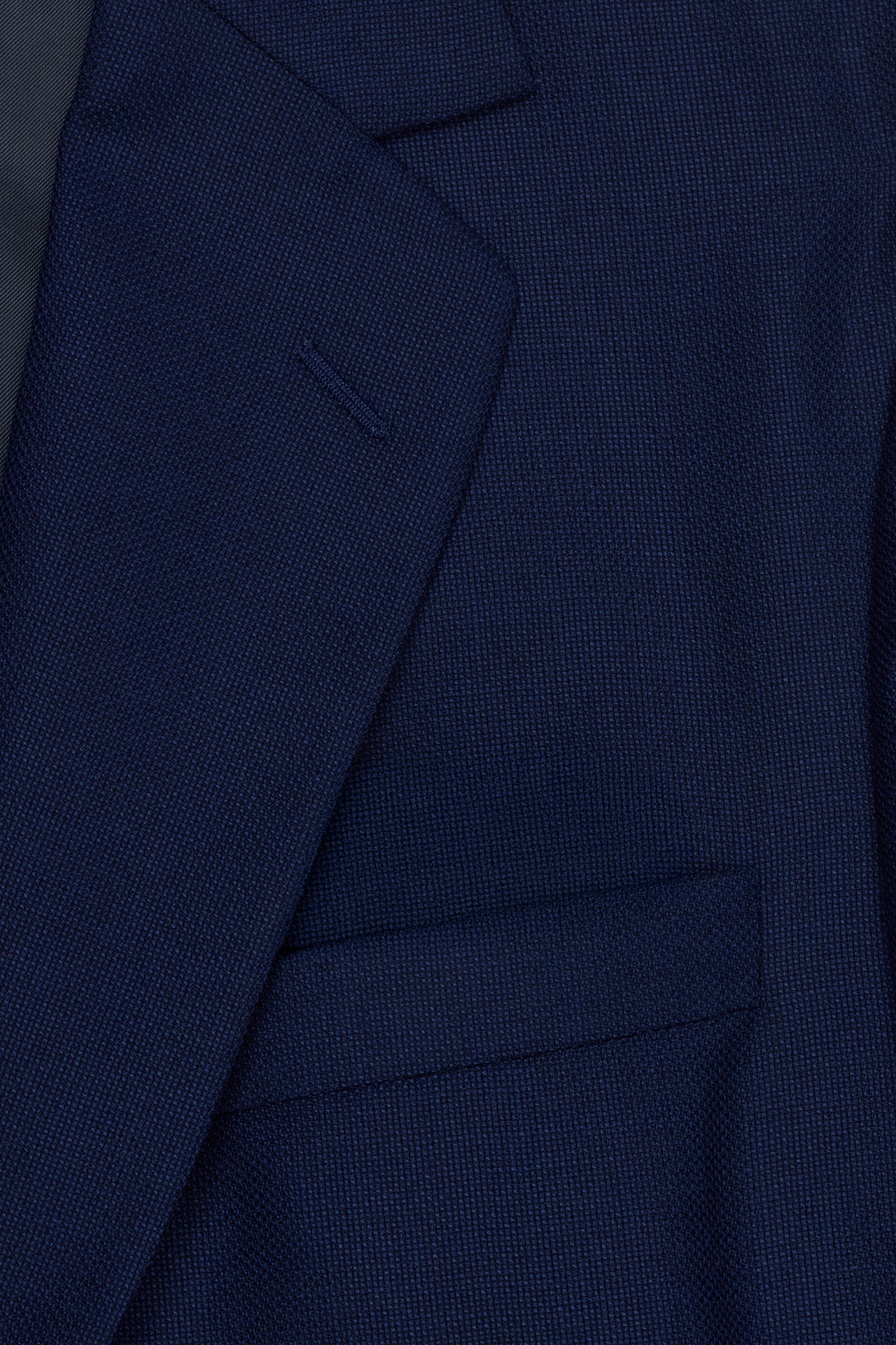 Navy Wool Hopsack Single Breasted Blazer