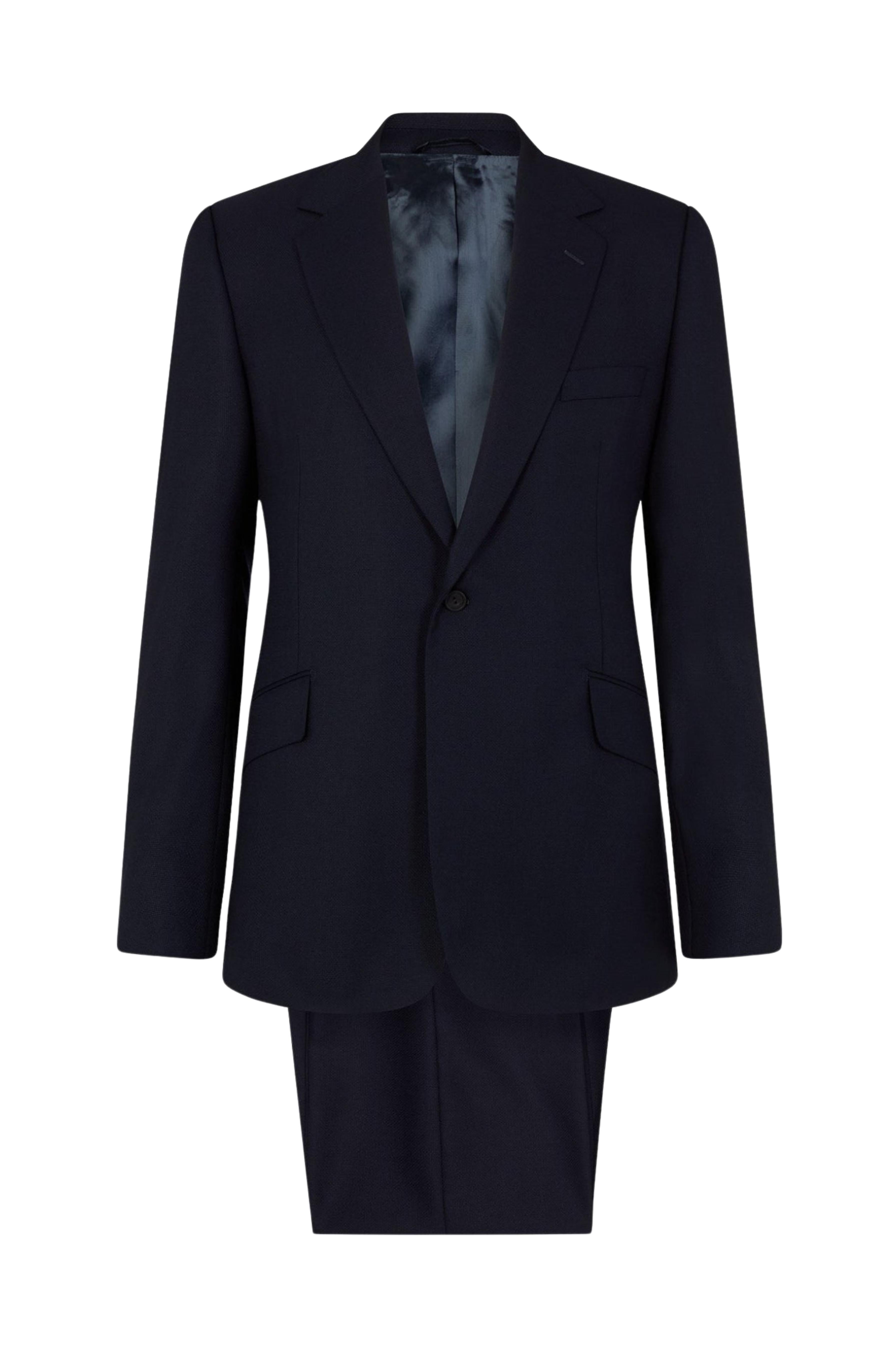 Navy Wool Hopsack Suit – Huntsman Savile Row