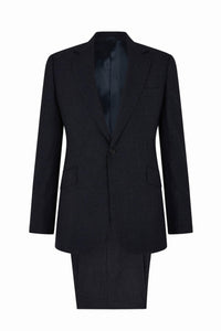 Navy Wool Prince of Wales Two-Piece Single Breasted Suit
