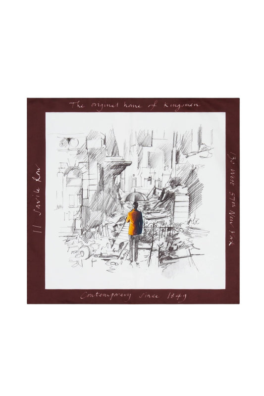 Orange Silk Exploded Savile Row Pocket Square