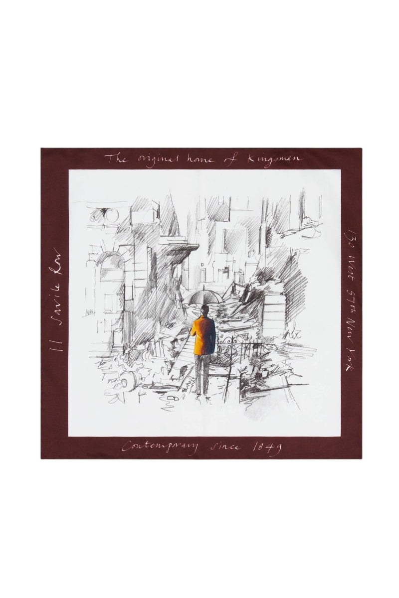 Orange Silk Exploded Savile Row Pocket Square