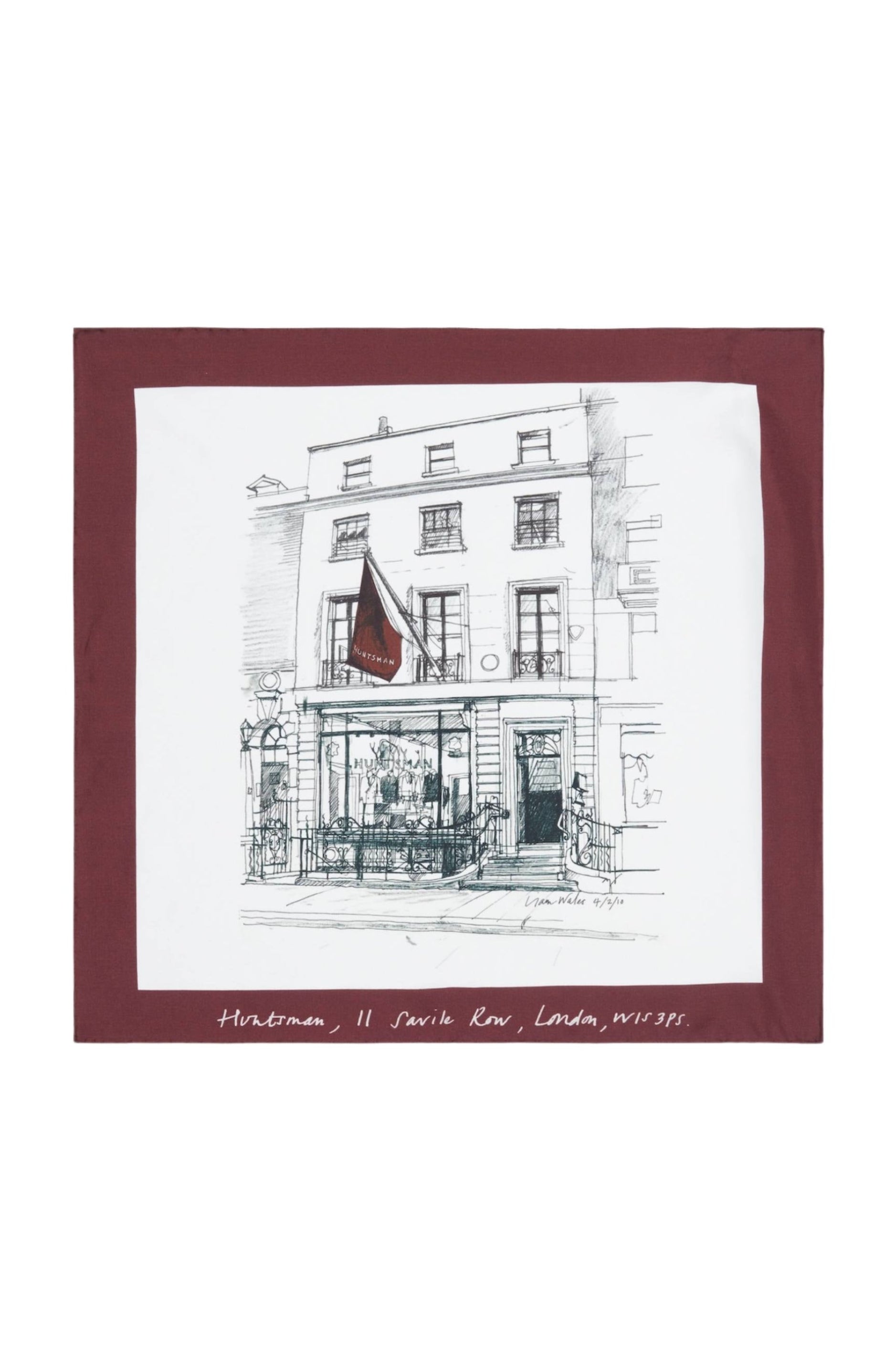 White/Claret Silk Savile Row Pocket Square