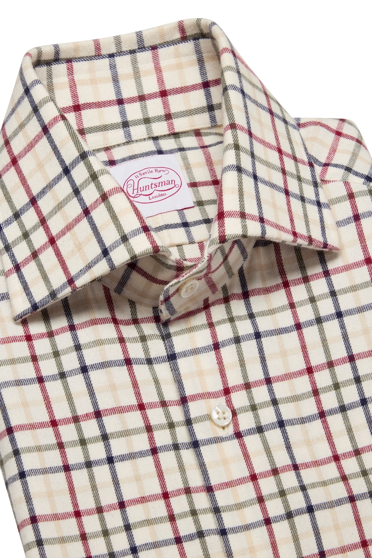 Wine Brushed cotton Tattersall Single Cuff Shirt