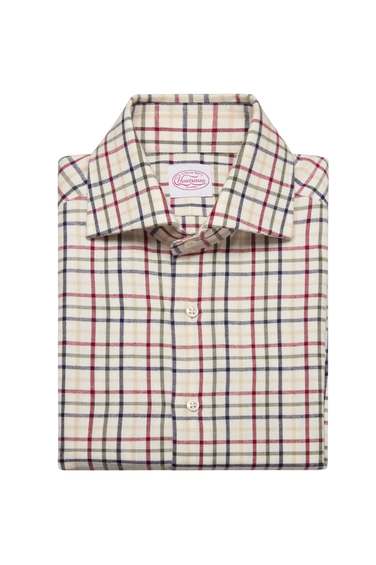 Wine Brushed cotton Tattersall Single Cuff Shirt
