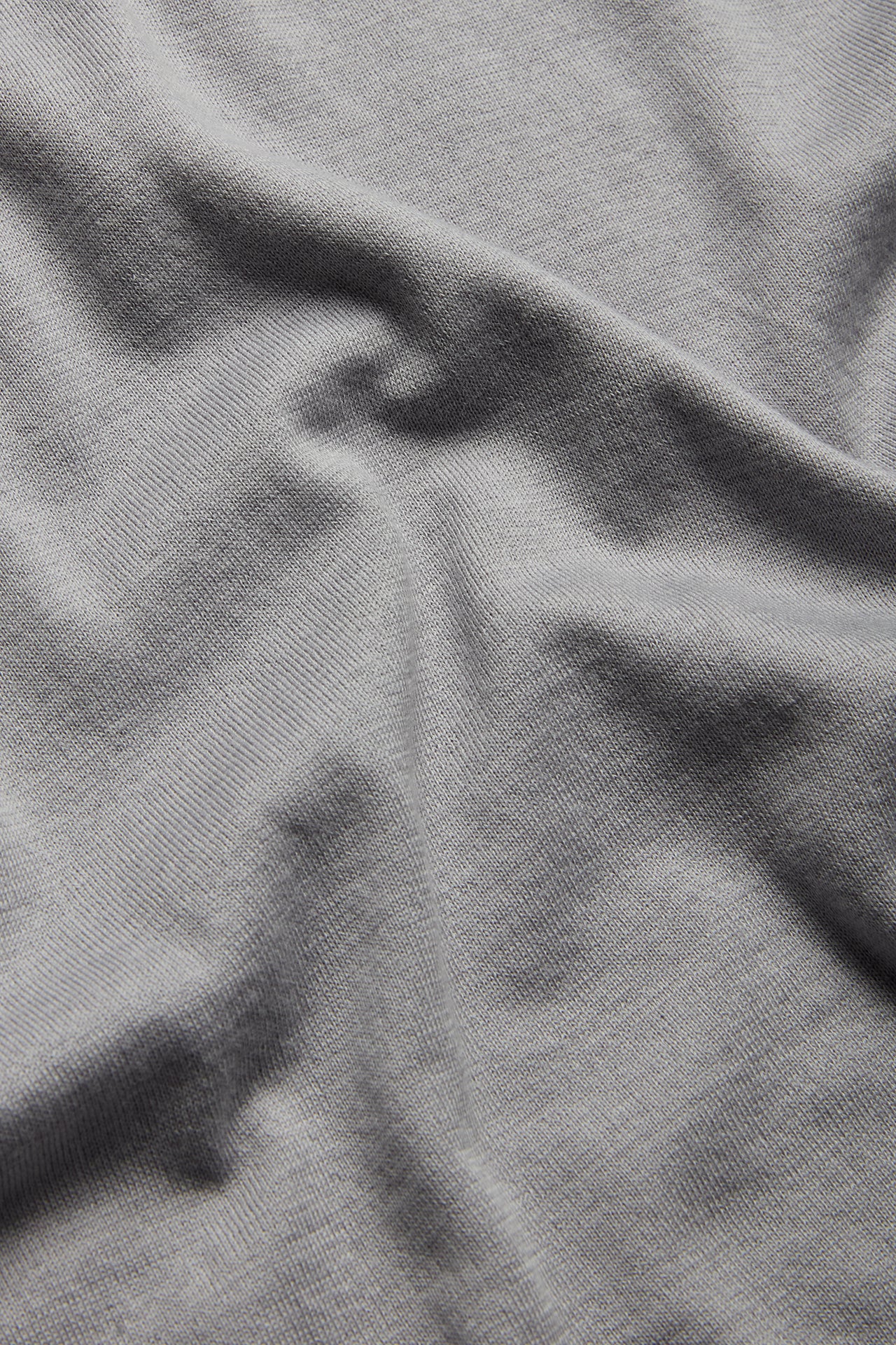 Huntsman x Smedley Silver Merino/Cotton Polo Neck