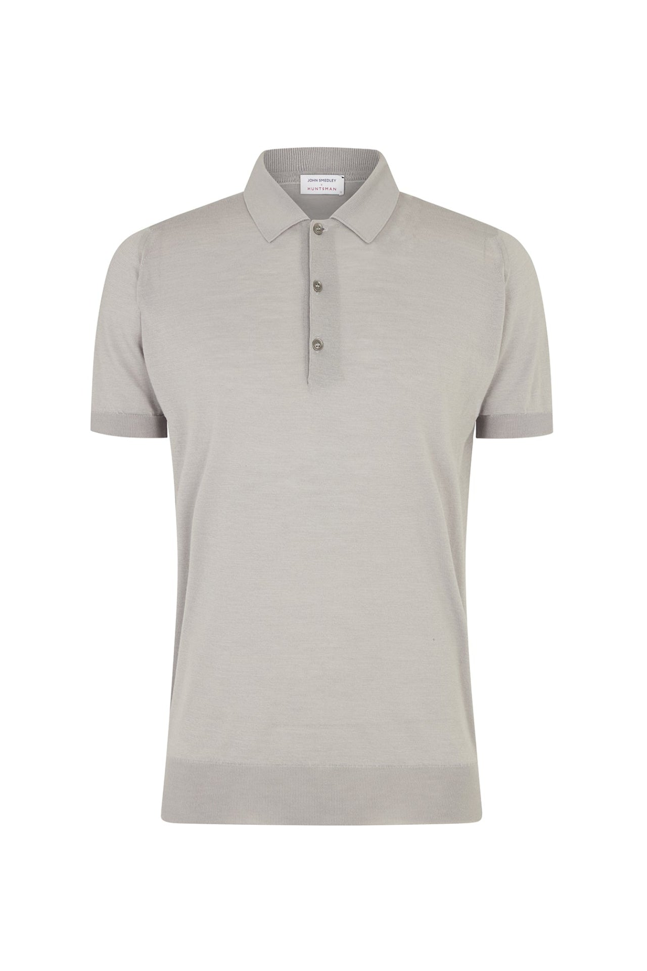 Huntsman x Smedley Silver Merino/Cotton Polo Neck