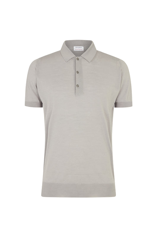 Huntsman x Smedley Silver Merino/Cotton Polo Neck