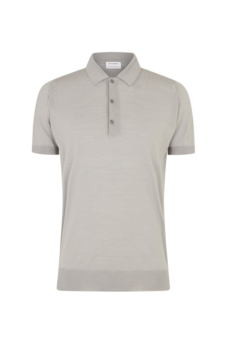 Huntsman x Smedley Silver Merino/Cotton Polo Neck