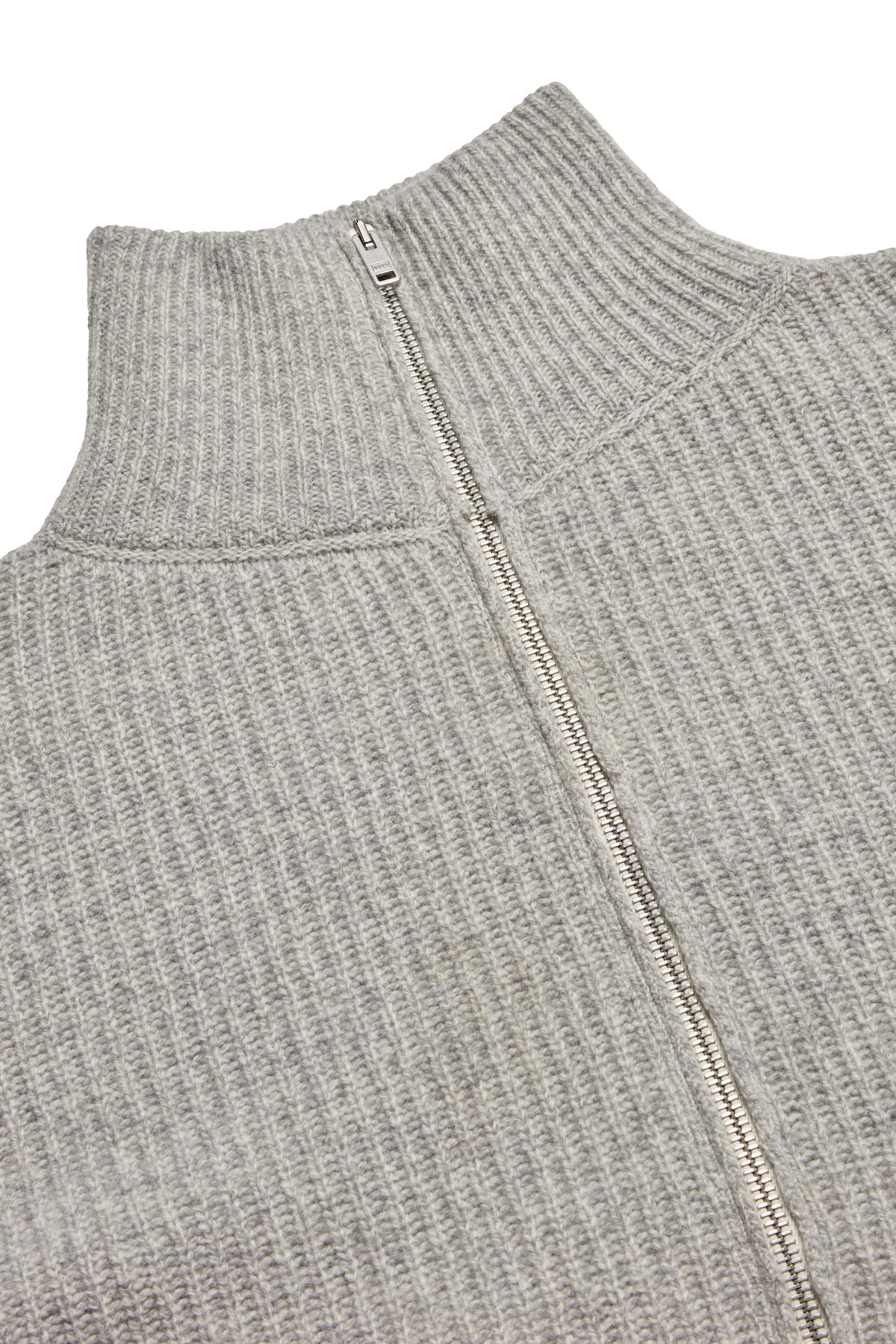 Huntsman x John Smedley Grey Merino/Cashmere Double Zip Jumper