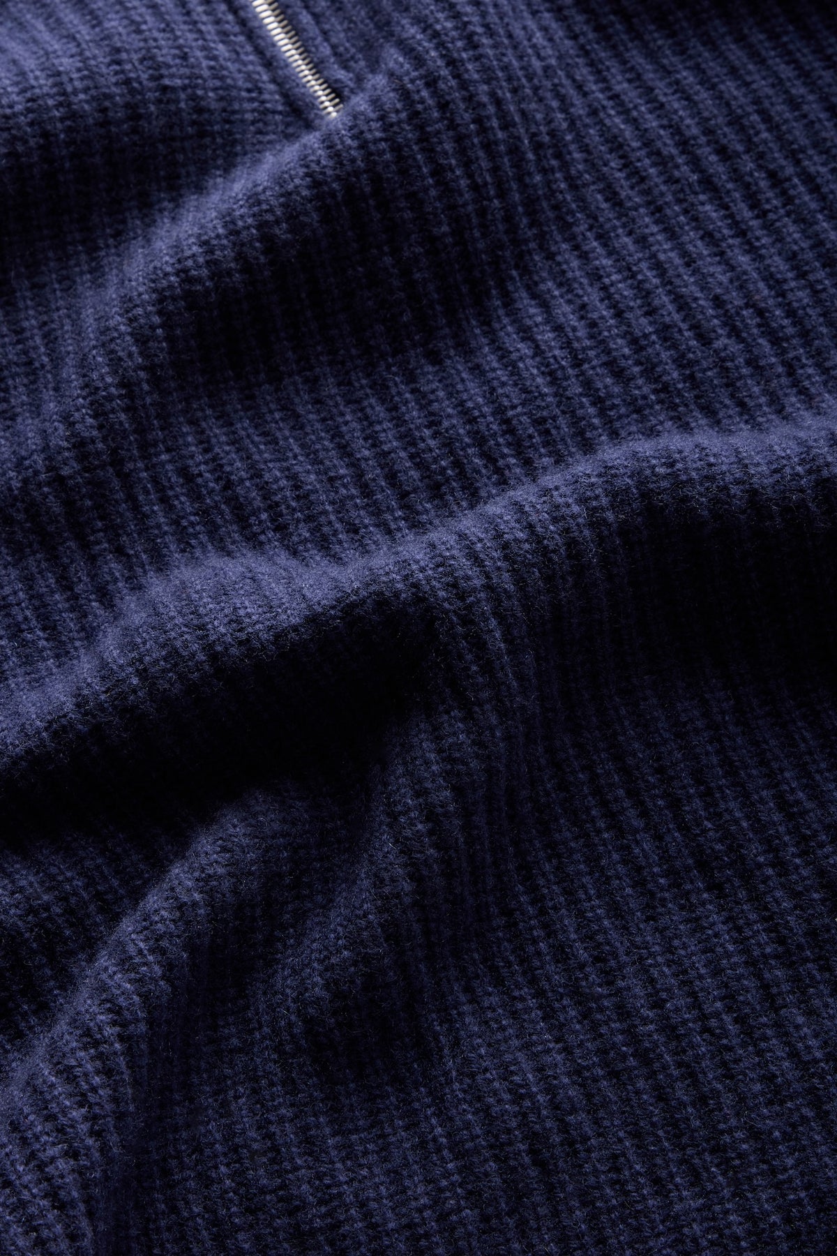 Huntsman x John Smedley Midnight Blue Merino/Cashmere Quarter Zip Jumper