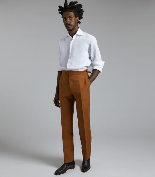 Tobacco Linen Trouser