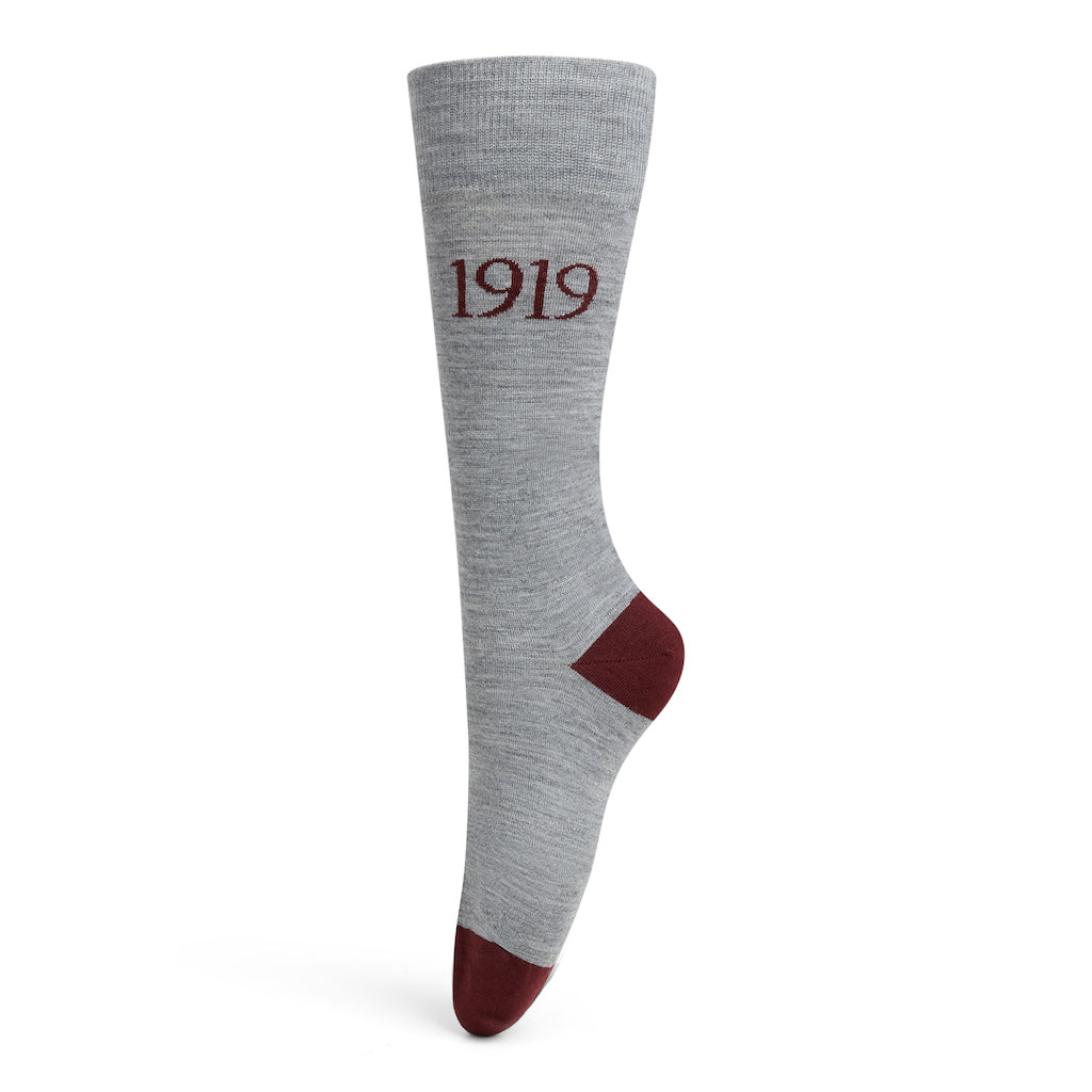 Grey/Claret Wool Socks