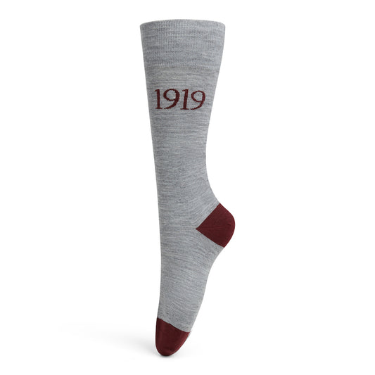 Grey/Claret Wool Socks