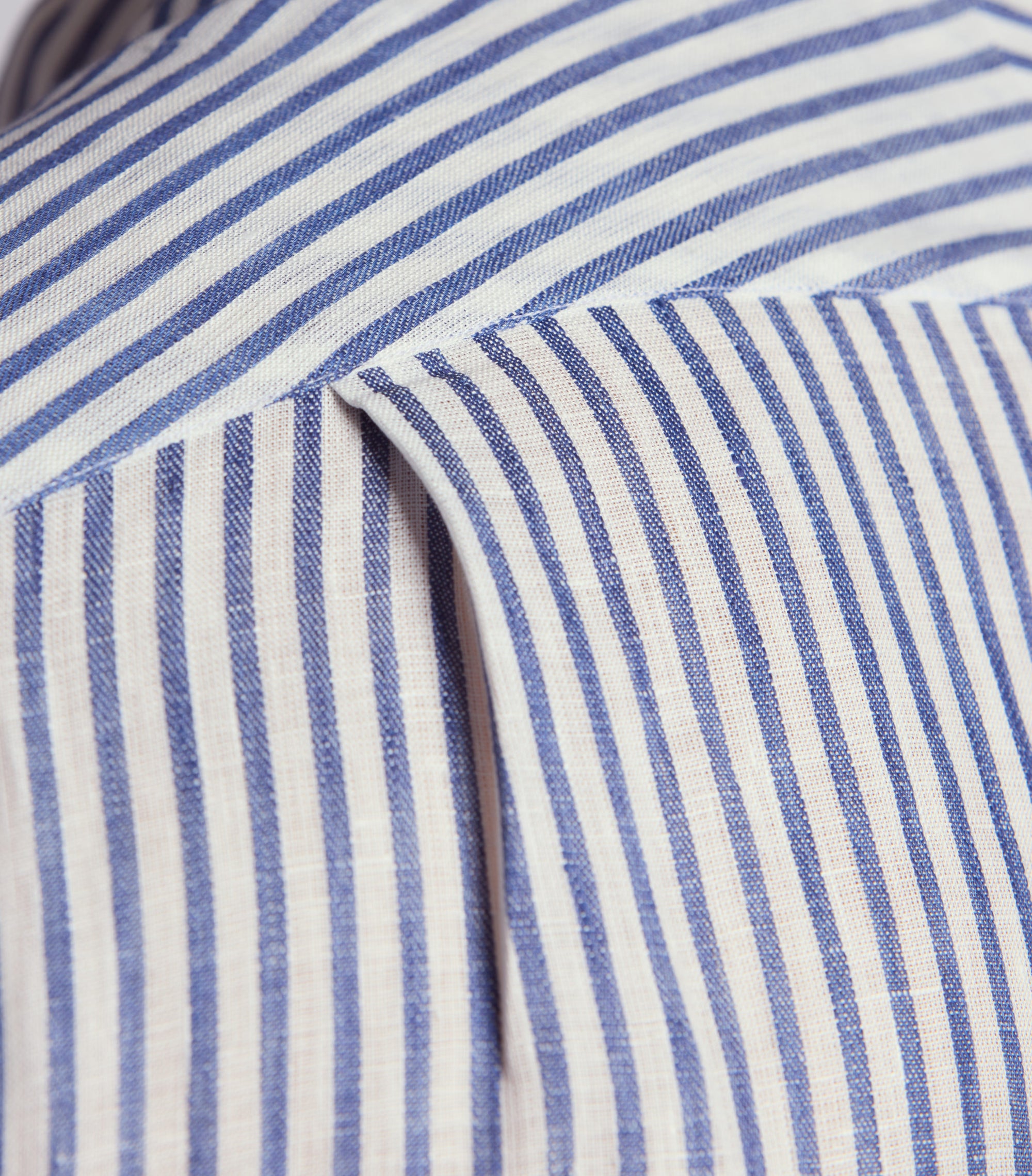 Navy Linen Grandad Stripe Shirt