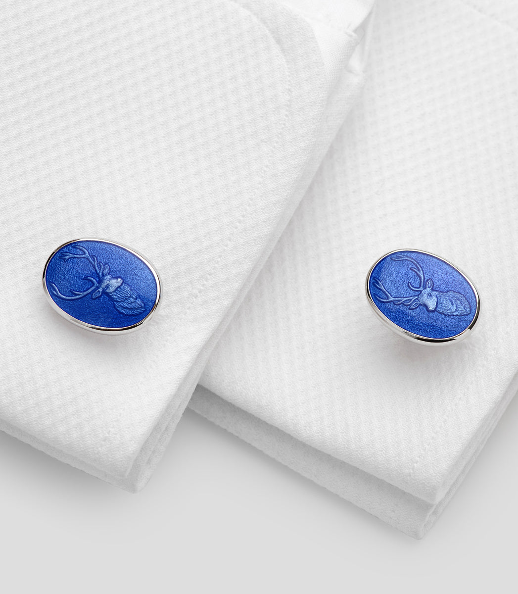 Blue Enamel Stag Cufflinks