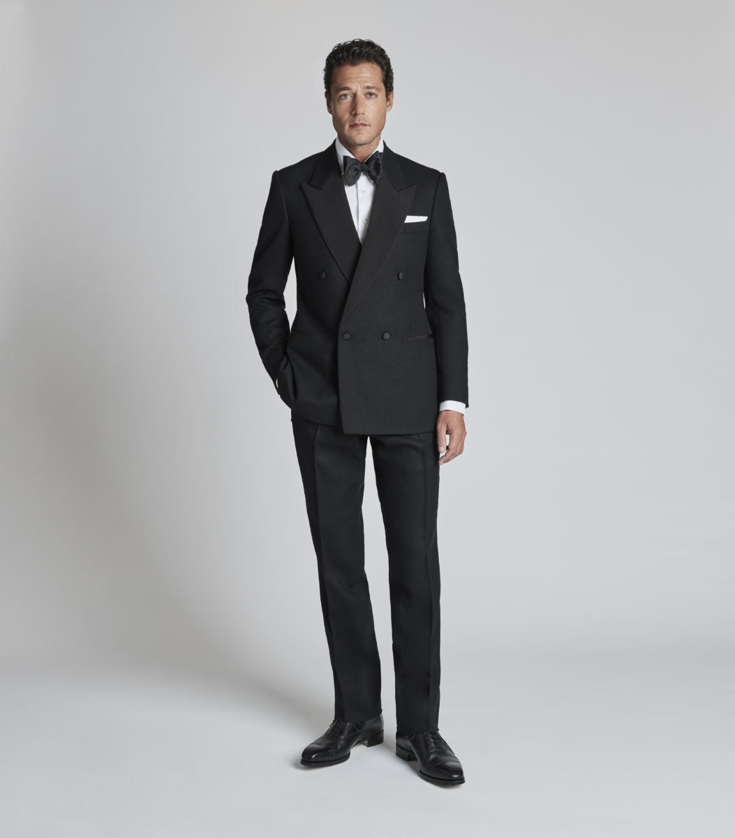 Black Wool Double Breasted Dinner Suit