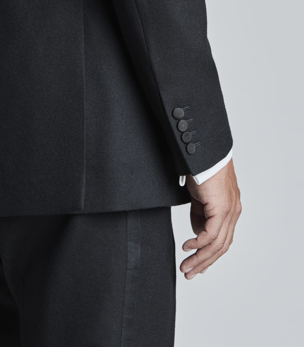 Black Wool Double Breasted Dinner Suit