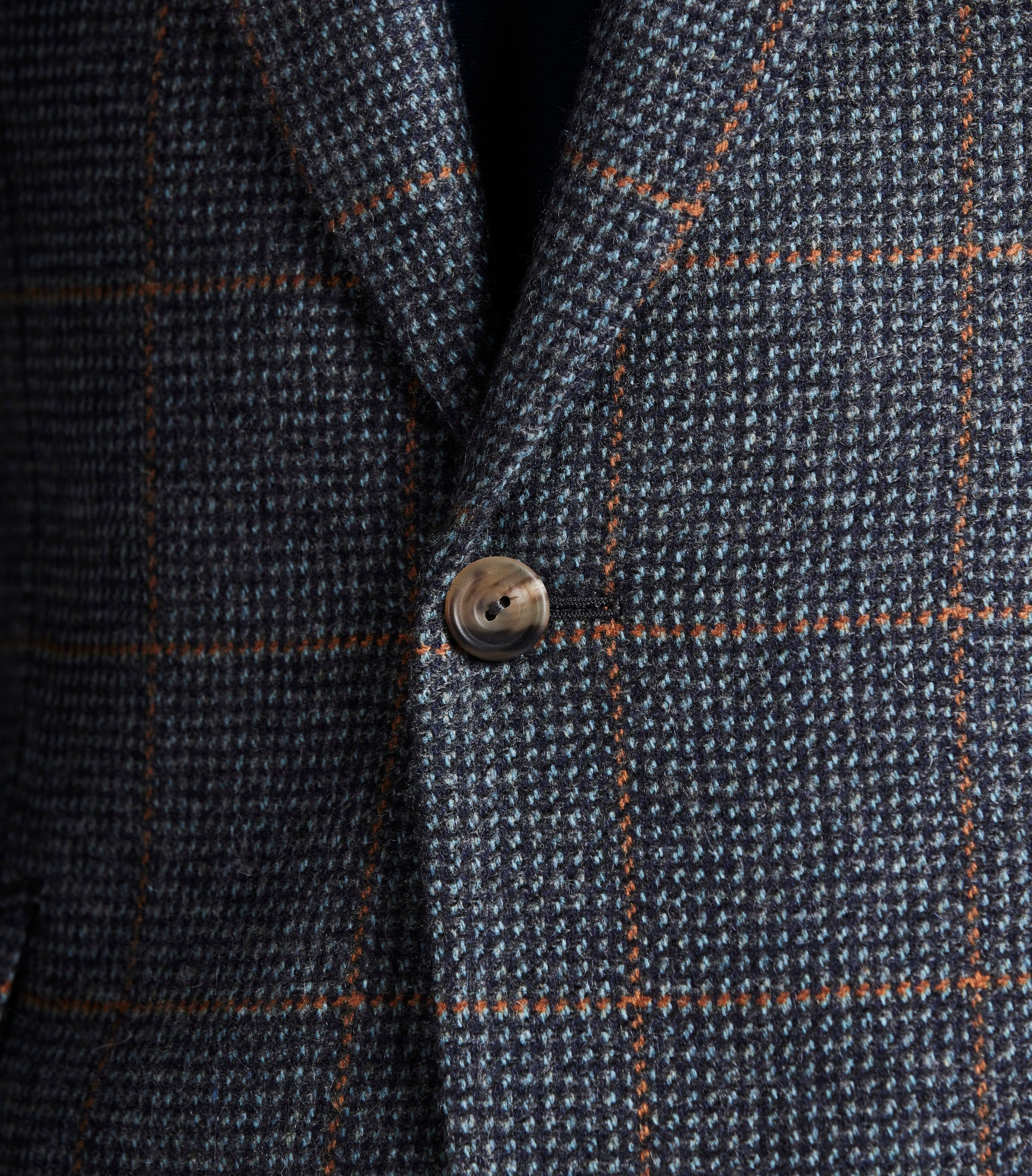 Navy/Rust Hairline Check Cashmere Jacket