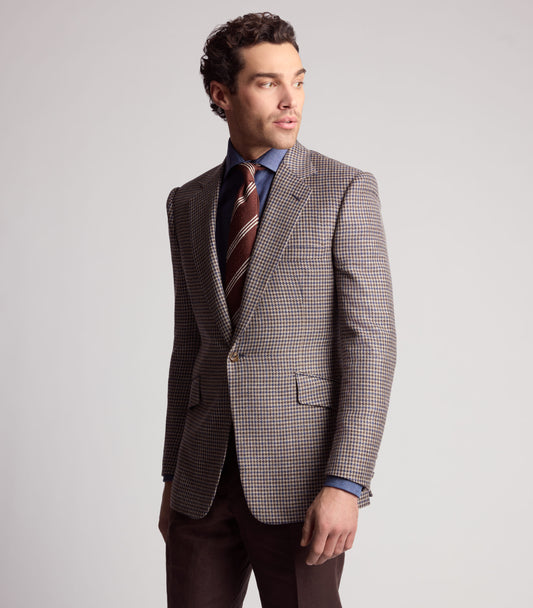 Houndstooth Wool Silk and Linen Sports Jacket