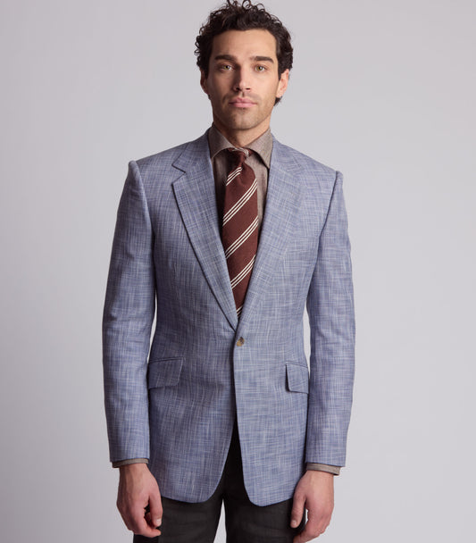 Ice Blue Linen and Silk Sports Jacket