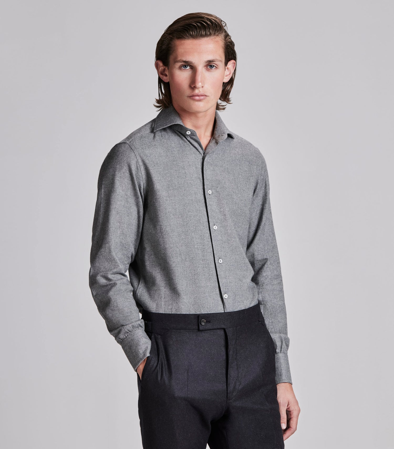 Grey Cotton Micro Birdseye Shirt – Huntsman Savile Row