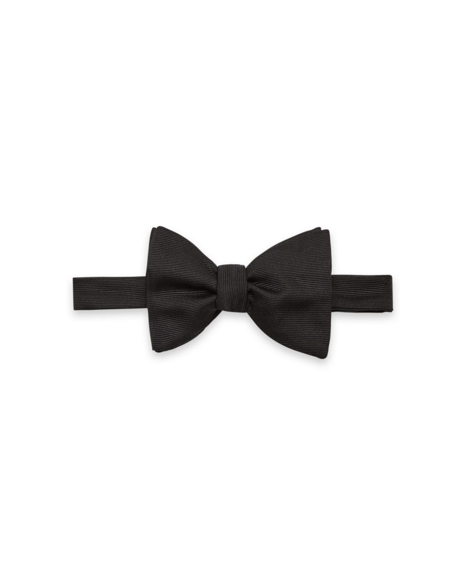 Black Silk Ribbed Bow Tie – Huntsman Savile Row