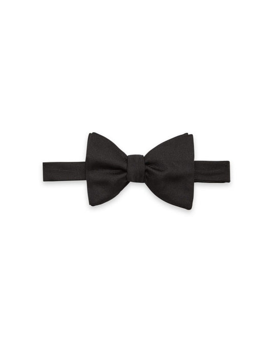 Black Silk Ribbed Bow Tie