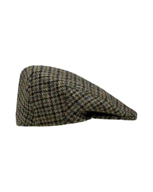 Sea Green Gun Check Wool Flat Cap