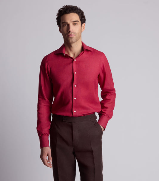 Red Chambray Linen Shirt
