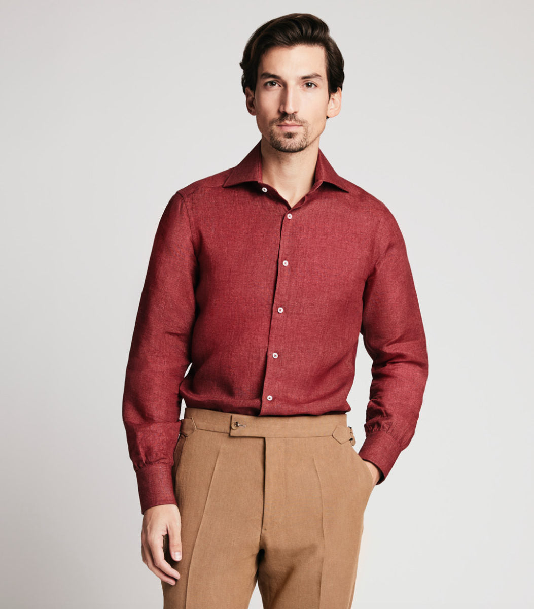 Red Linen Shirt – Huntsman Savile Row