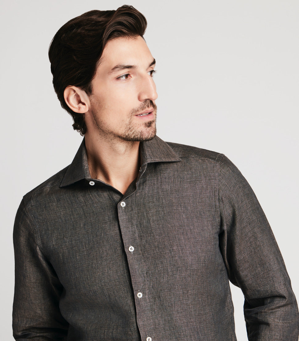 Brown Linen Shirt – Huntsman Savile Row