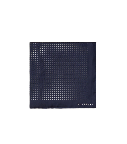 Navy Silk Spot Pocket Square