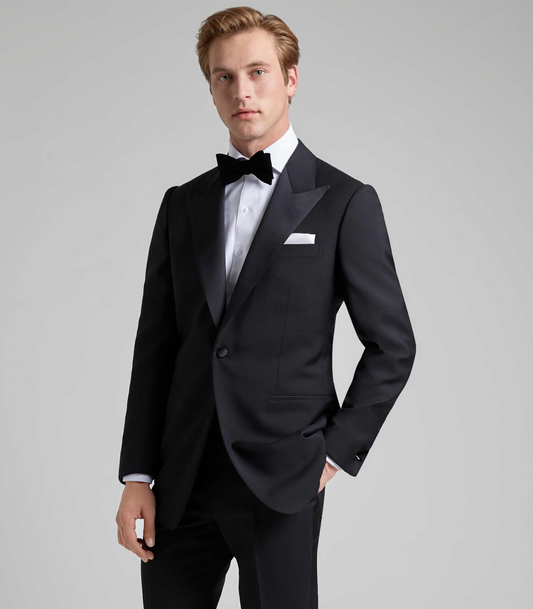 Black Wool/Mohair Single Breasted Dinner Suit