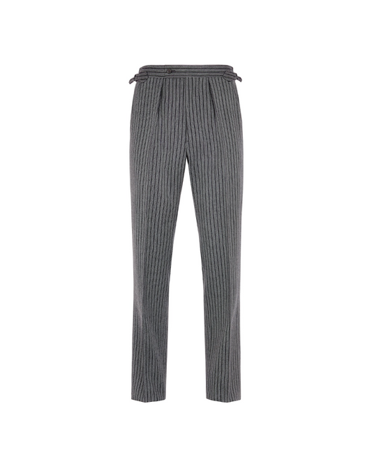 Grey Wool Cashmere Stripe Trouser