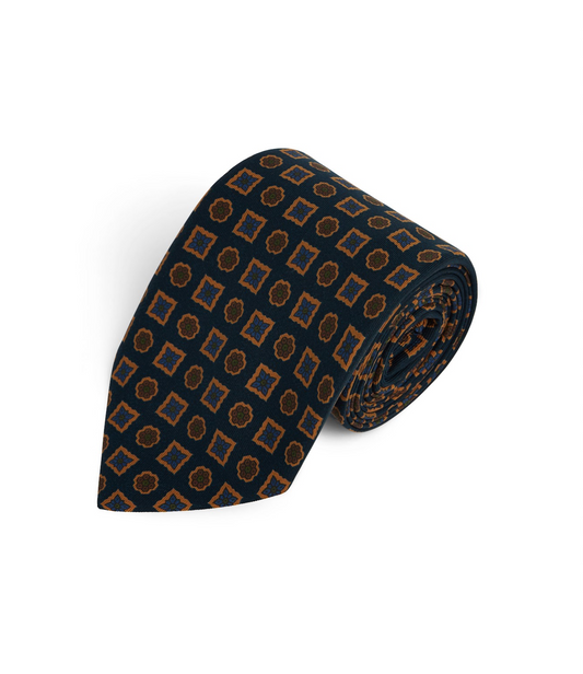 Brown and Green Madder Silk Tie