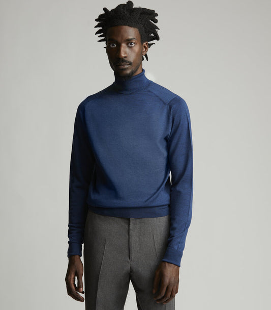 Indigo Merino Wool Rollneck Knitwear